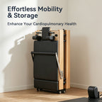 Foldable Oak Pilates Reformer mobility and storage