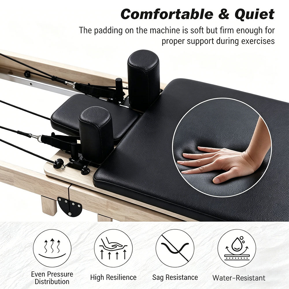 Foldable Oak Wood Pilates Reformer - Home Studio Edition