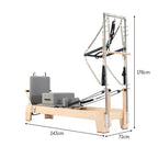 Professional Pilates Reformer with Tower – Rubberwood & 14-Spring Resistance System