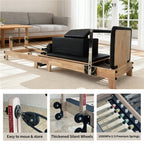 Oak Pilates Reformer wheels and spring detail