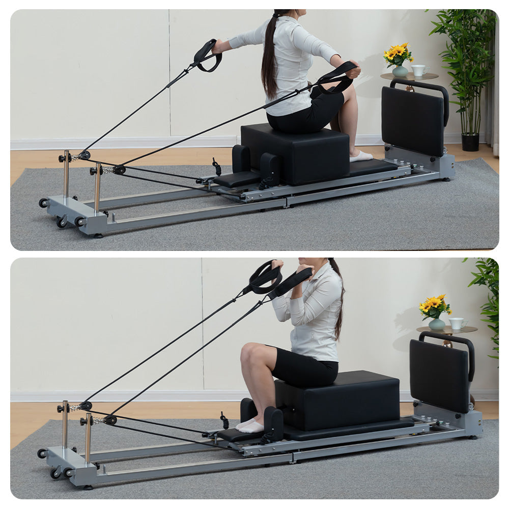 Foldable Carbon-Steel Pilates Reformer – Compact & Strong