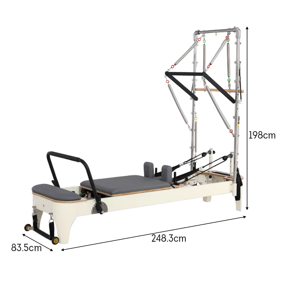 Professional Pilates Reformer with Half Trapeze Table - Grey