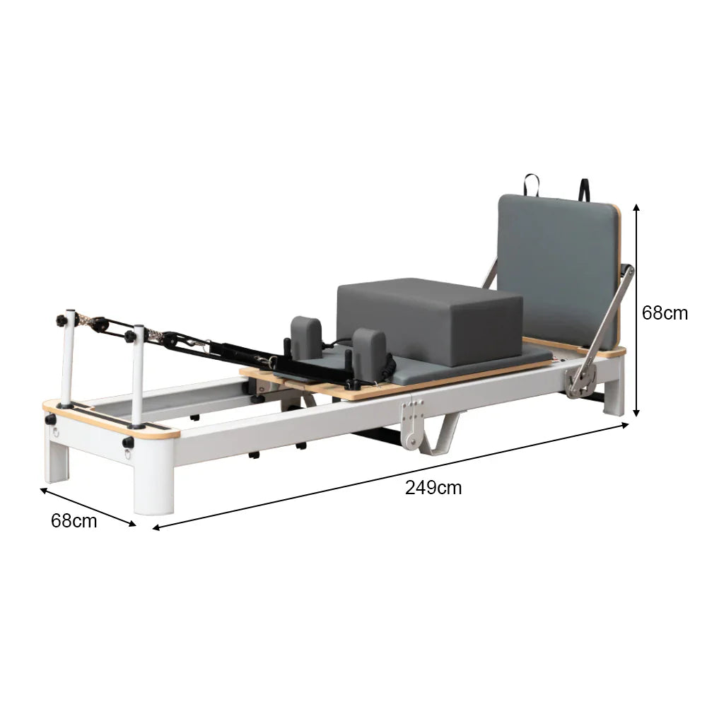 Foldable Aluminum Reformer Pilates Bed with 6-Spring Resistance & PU Leather Cushion