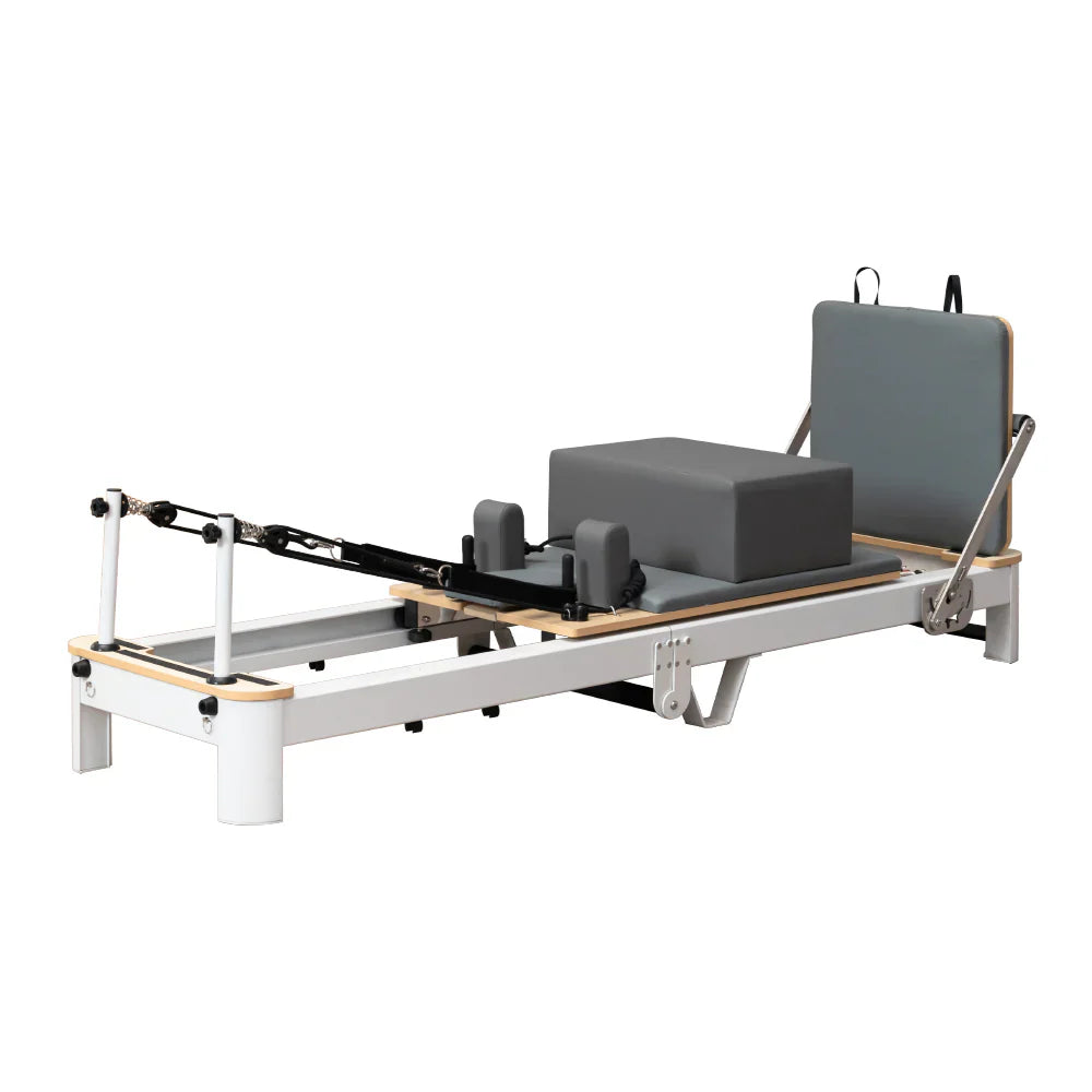 Foldable Aluminum Reformer Pilates Bed with 6-Spring Resistance & PU Leather Cushion