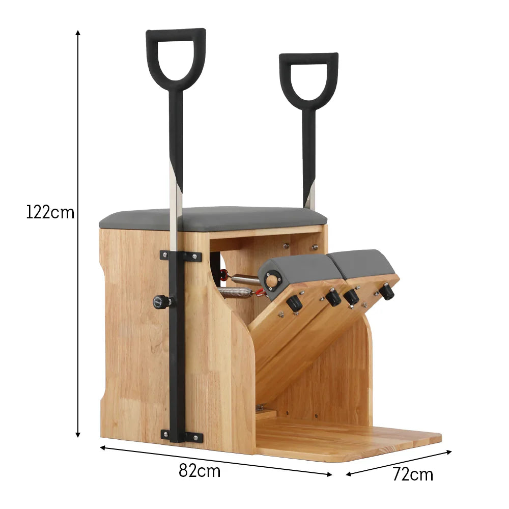 Wooden Pilates Chair – Compact Dual Handle Wunda Chair with Rubberwood Frame